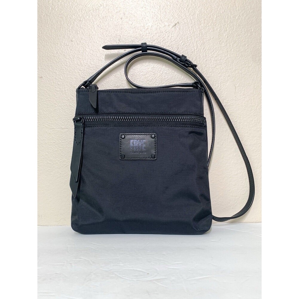 Frye Ivy Nylon Crossbody Bag Leather Logo Black on Black EUC - Picture 1 of 6